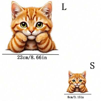 1pc/2pcs/3pcs Cute Orange Tabby Cat Heat Transfer Stickers, Long-Lasting Patches For DIY T-Shirts, Hoodies, Jeans, Sweatshirts, Backpacks, Jackets, Handbags, Pillows
