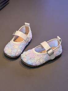 1双玫瑰花图案网面公主鞋，软底防滑，深受女婴喜爱 - 彩色 - 查看 4