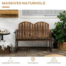 Two-Seater Wooden Garden Bench With Backrest And Armrests, Load Capacity Up To 240 Kg, For Garden And Balcony, Burnt Finish - Camel - View 6