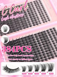 640/592/576片D型卷翘10-16mm混合假睫毛，10D-150D高容量DIY假睫毛套装，包含胶水、睫毛刷和睫毛嫁接镊子，妆效自然，可重复使用，适合日常妆容、婚礼、派对、圣诞节和旅行 - 粉色 - 查看 12