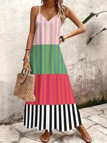 Long Spaghetti Strap Dress One Piece Casual Sexy Spring, Summer, And Autumn Backless Knitted Fabric Holiday School Vacation - Nhiều màu - Xem 2