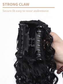 Tóc giả đuôi ngựa xoăn 24 inch (1 miếng) Tóc giả sóng sâu, có dây rút, tóc nhân tạo, cảm giác dày dặn, tóc giả màu đen tự nhiên, thích hợp cho lễ hội Halloween và Giáng sinh. - Nhiều màu - Xem 4