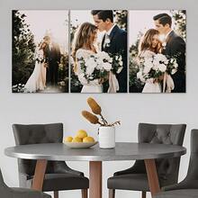 3pcs Personalized Photo Canvas Wall Art Set With Pine Wood Frame - Custom Family Photo Prints, Framed Canvas For Living Room, Bedroom, Home Office - Ideal Gift For Birthday, Anniversary, Christmas - Customizable Size & Easy Hanging - Pine Wood Frame & Fade-Resistant Ink - Family Portrait, Wedding, Memorabilia Gift Set, Picture Wall Decor, Canvas Wall Art, Room Decor, Wall Decoration - Multicolor - View 7