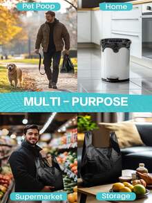 200个/15.75*23.62英寸厨房浴室垃圾袋,6卷/50个背心式垃圾袋,适用于办公室、厨房、卧室垃圾桶,黑色便携耐用垃圾袋 - 彩色 - 查看 6