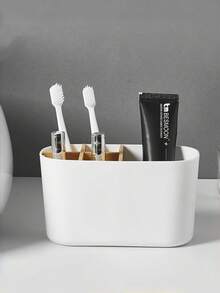 The 2026 New Bathroom Toothbrush Holder Storage Bucket, Bathroom Toothbrush Holder, Toothpaste Toothbrush Holder, Toiletries Storage Rack, And A 5-Grid Desktop Storage Are Suitable For Desktop Storage In Bedrooms And Living Rooms, As Well As Storage Boxes For Various Small Items. Removable Partition Board Storage Box - Multicolor - View 4