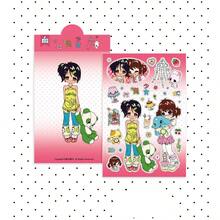 Wacawaca原创可爱动漫女孩角色贴纸，千禧故事日记复古风格多功能剪贴簿DIY涂鸦贴纸 - 長方形 - 查看 16