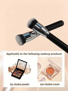 ZHENZITAI 1pc Powder Brush, Blush Brush, Contour Brush, Dense & Fluffy Bristles, Soft & Skin-Friendly, Picks Up Powder Evenly For Layered Application - Black - View 5