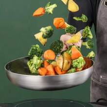 304 Stainless Steel Frying Pan NonStick Pan Fried Steak Pot Uncoated Kitchen - Silver - View 6