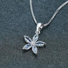 One Sweet Five-Petal Flower Blue Horse Eye Shaped Synthetic Zirconia Necklace Engagement Wedding Necklace Daily Jewelry Valentines - Pendant Necklace - View 2