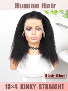 【短发假发】蓬松直发波波头真人发假发，女士假发，预先拔毛，预先修剪婴儿发，13x4透明蕾丝前额，200%密度，真人发假发，蕾丝前额真人发假发，美丽的Yaki直发纹理，女士短款波波头真人发假发，易于佩戴，自然外观，适合生日派对、度假，新手也能轻松上手。 - SNatural - 查看 10