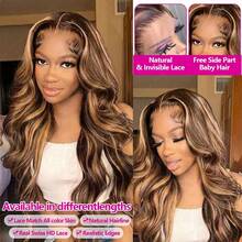13x4 13x6 5x5 Lace Front Wigs Human Blended Hair 200 Density Lace Front Wigs Human Frontal Hair Brazilian Virgin Hair #4/27 Honey Blonde Ombre Highlight HD Lace Frontal Body Wave Wig Pre Cut Pre Plucked Glueless Wigs For Women - SP4/27 - View 8