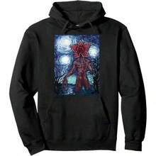 NetflixA Stranger ThingsA Demogorgon Starry Night Style Poster Pullover Hoodie - Black - View 7