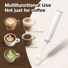 Espumador de Leche Recargable para Café con Juego y Soporte - Batidor Eléctrico de Mano para Espuma de Leche, Ideal para Frappe, Latte y Matcha, Mini Mezclador Portátil - Manzana blanca - Ver 6
