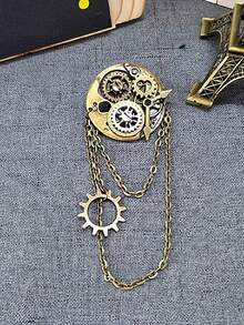 1件复古蒸汽朋克风格胸针，包含时钟、齿轮和多功能哥特式发夹，不锈钢材质 - 銅色 - 查看 5