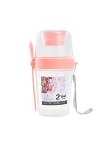 1pc Breakfast Salad Cup,Breakfast Food Container Jar,Creative Double-Layer Salad Cup,Portable Fruit & Vegetable Light Food With Fork Cover,Suitable For Yogurt,Oatmeal,Fruit,Slimming Fitness Diet Cup,Travel Water Cup,For Picnic Camping,Kitchen,School. - Multicolor - View 13