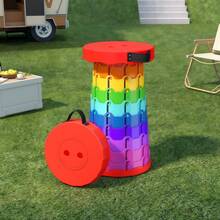 Portable Rainbow Folding Stool - Foldable Outdoor/Travel Chair For Camping, Train, Home Use - Durable PP Material - Multicolor - View 12