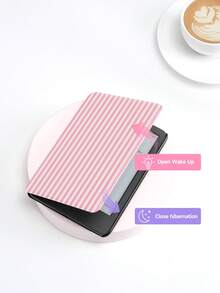 1pc Pink Striped Pattern Protective Case, Suitable For Kindle 10th, Kobo Colour, Kindle 11th, Kindle Paperwhite 5, E-Book Protective Cover With Auto Wake/Sleep Function, Lightweight And Convenient, Perfectly Fit To Protect Your Reading Device, Romantic Gift - Multicolor - View 4