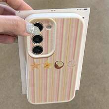 1 pezzo Custodia per telefono in materiale TPU, con motivo a righe rosa e giallo stile tropicale, compatibile con Samsung A05s, A12, A13, A14, A14 4G, A15, A21s, A23, A25, A32, A32 5G, A34, A35, A50s, A51, A52, A53, A54, A55, A71, A72, A73, S10, S20 FE, S20 Ultra, S21 Ultra, S22, S22 Plus, S23, S24, Redmi 10C, 12C, Note 10, 11, 12, 13, Pro Plus, Note 8, 9 Pro, custodia protettiva morbida - Bianco - Visualizzare 4