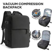 Floless 可折叠旅行笔记本电脑背包，符合航空公司规定，男女通用旅行包，可压缩旅行背包，14英寸笔记本电脑商务背包，防水大容量包 - 灰色 - 查看 27