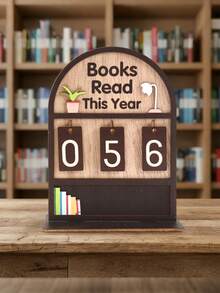 1 Set Wooden Annual Reading Tracker Decor - Can Record 999 Books, Coffee Color Annual Reading Tracker, Office Decor, Living Room & Bedroom Decor, Study Space Decor, Bookshelf Decor, Cabinet Decor, Desk Decor, Retro Decor, Bookstore Counter Decor, Room Decor, Home Decor, Gift For Bookworms, Perfect Gift For Book Lovers, Reading Challenge Gift, Home Accessory, Birthday Gift - Brown - View 3