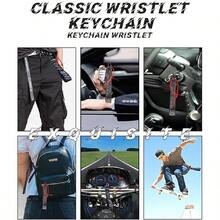 Keychain Fashion Keychains Lanyard Compatible Wristlet Strap For Key Wristlet Keychain For Women & Men - 尼龍 - 黑色 - 查看 7