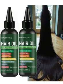 7-In-1 Hair Oil, Containing Rosemary Oil, Castor Oil, Babassu Oil, Pumpkin Seed Oil, Peppermint Oil, Biotin And Keratin, Suitable For All Hair Types, Makes Hair Longer, Thicker And Fuller. - 2pcs - View 3