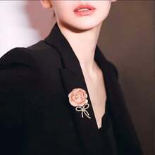 1pc Elegant Fashion Wedding Bride Groom Rose Flower Brooch With Rhinestone Bow Tie, Suitable For Daily Wear, Wedding Ceremony, Gala, Business Meeting, Back To School, Teacher's Day, Valentine's Day, Mother's Day Gift - Multicolor - View 5