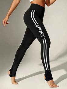 1件装女士侧边运动紧身裤，休闲日常健身套装 - 黑色 - 查看 4