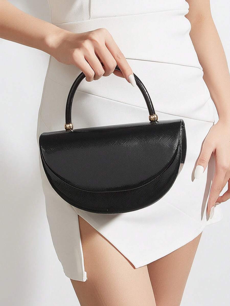 优雅女士手提包，简约链条手拿包，轻盈奢华派对/晚宴包，完美女友生日礼物，适合派对、婚礼、正式场合，可与派对礼服、晚礼服和亮片裙完美搭配。 - 黑色 - 查看 1