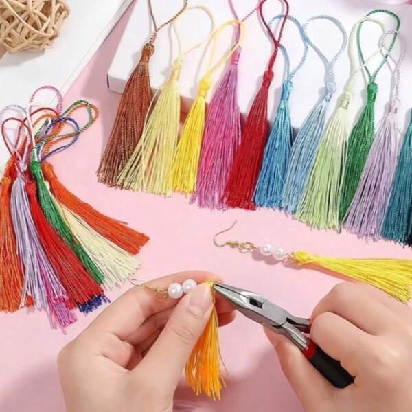 100/50/20pcs Handmade Soft Craft Small Tassel Pendants, Jewelry DIY, Pendant Charms, Tassel Pendants, Suitable For Jewelry Making, DIY Crafts, Bookmarks, Curtain Decoration, Holiday Decoration, Random Colors