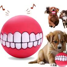 3pcs Dog Chew Toys With Teeth Patterns, Durable & Squeaky Dog Chew Balls, Dog Chewing Toys, No Battery Required - Multicolor - View 4