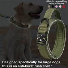 1pc Premium Dog Collar, Tactical Dog Collar With Handle And Heavy Duty Quick Release Metal Buckle, Thick, Adjustable, Reflective, Suitable For Medium To Large Dog Training - Multicolor - View 5