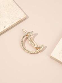 1pc Elegant Minimalist Versatile Hair Clips With Rhinestones, Heart, Star, Moon, Flower, Butterfly Metal Clips - Multicolor - View 15