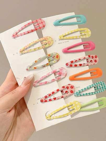 4件/16件装女孩卡通发饰 | 防滑BB夹，适合日常和派对佩戴，不含卡纸
