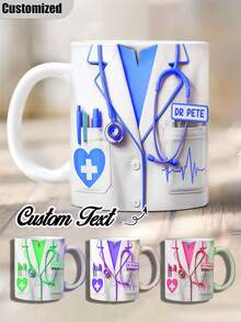 Cốc cà phê gốm sứ cá nhân hóa dành cho bác sĩ/chuyên gia y tế với tên/chức danh - Thiết kế chủ đề y tế (ống nghe và...) - Quà tặng tùy chỉnh cho bác sĩ, y tá, sinh viên y khoa - Rửa tay, cốc tái sử dụng được dùng trong bệnh viện/phòng khám. - nhiều màu - Xem 4