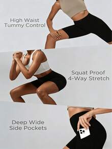 EBIOSVE 3 Pack Women's High Waist Biker Shorts 3" - Squat Proof Yoga Running Gym Shorts With Pockets - 3pcs(Mixed Color) - 查看 7