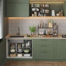 zxxNETEL Organizador Bao Fadero Estante de Cocina Expande de 2 Nive con 2 cestas mlicas 1 Organizador de Tapas de Ollas 7 Compartimentos Austab Adecuado para cocinas An 69.3-81 organizador de cocina - 4 Panelesorganizador de ollas y sartenes - Ver 7