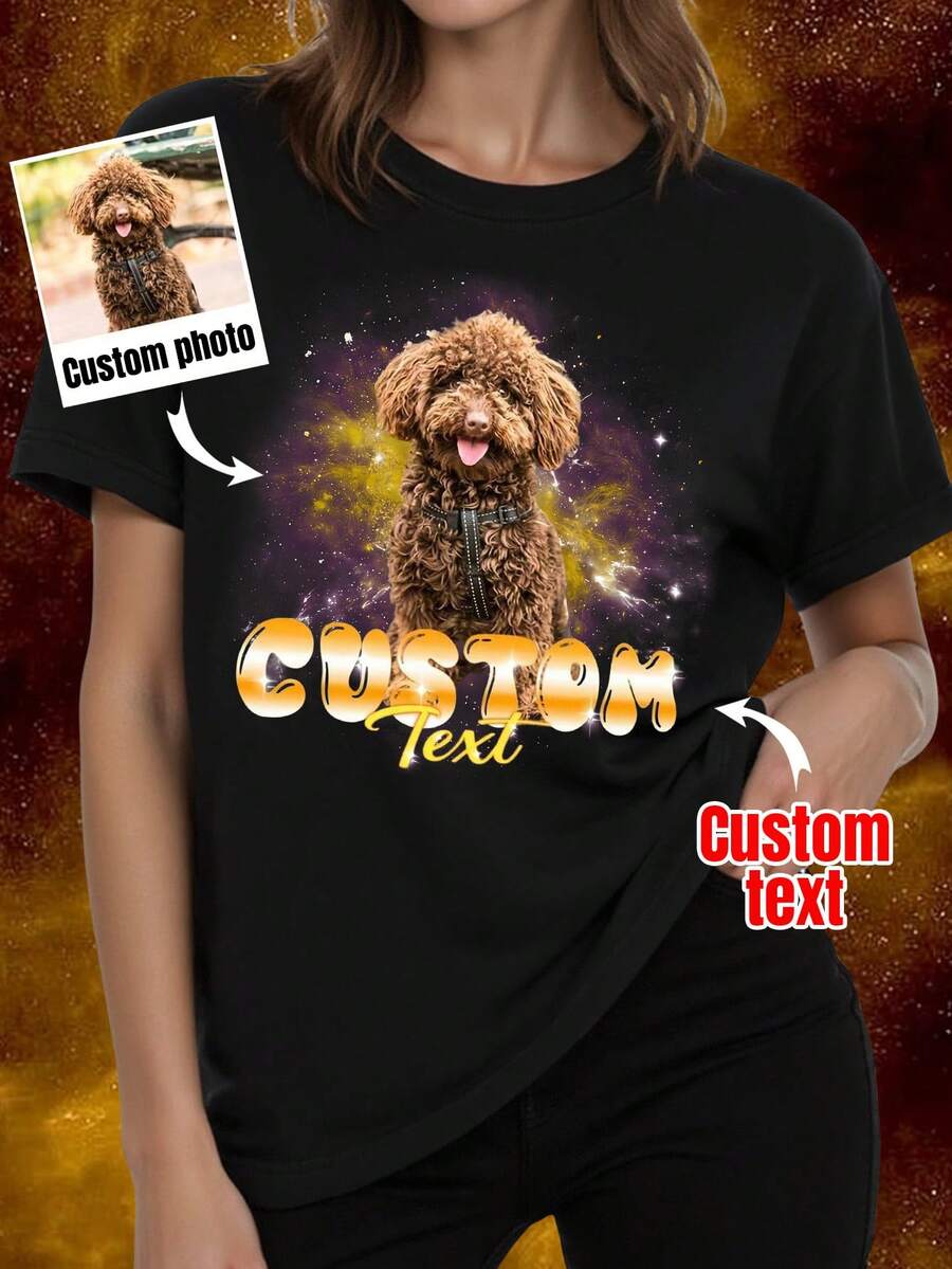 Customized Pet Shirts, Retro 90s Pattern Shirts, Dog Shirts, Customized Rap Dog T-Shirts, Customized 90s Shirts, Personalized T-Shirts Black Summer - Black - View 1