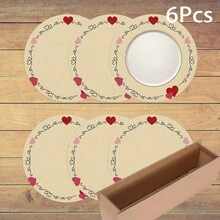 2pcs/4pcs/6pcs Red Heart Shaped Silicone Placemats, Valentine's Day Style Pattern, Holiday Gift, Decorations, Suitable For Dining Table, Coffee Bar, All Season, Washable, Tabletop Decor, Coasters, Draining Mats, Kitchen Dining Mats, Indoor/Outdoor Party Decorations, Home Decor, Ideal Gift - Multicolor - View 13