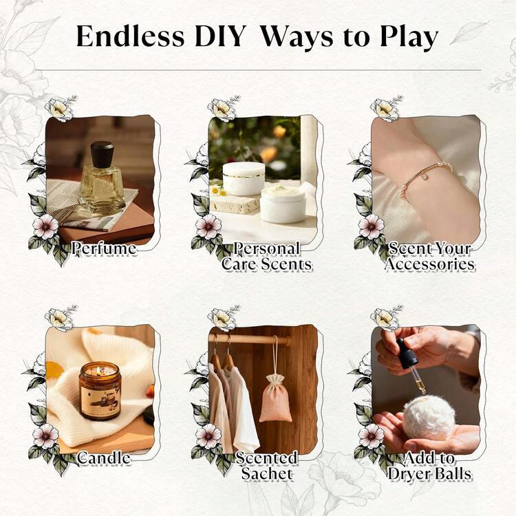 HIQILI 32瓶香氛精油套装，持久留香，5毫升*32瓶，母亲节、父亲节、生日礼物佳选，DIY香氛蜡烛和香囊，自制香皂，净化空气，香薰精油，适用于香薰机、衣物烘干球、酒店卧室、卫生间等场所，方便携带。 - 多樣化香型 - 查看 4