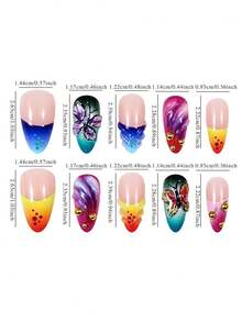 30pcs 3D Butterfly Nail Stickers, Blue & Pink Ombre Color, Nail Art Supplies Suitable For Everyday Wear, Spring/Summer Nails - Multicolor - View 5