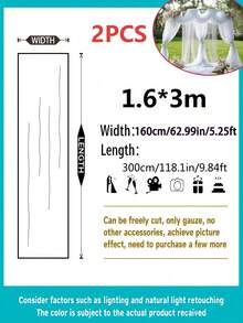 100% Polyester Sheer White Curtain Panel, 160cm X 300cm (5.2ft X 9.8ft), Suitable For Weddings, Birthdays, Anniversaries And Other Celebrations - Multicolor - View 9