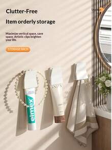 4个浴室毛巾夹，简约壁挂式洗面奶和牙膏收纳架，厨房抹布和手套整理架，时尚简约风格壁挂式橡胶手套挂钩，塑料材质 - 彩色 - 查看 8