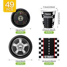 1 Set Racing Dashboard Disposable Plates, Napkins, Cups Party Supplies, Serves 8 Guests, Suitable For Birthday, Wedding, Theme Party, Family Picnic - Multicolor - View 7