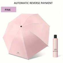 Fully Automatic Folding Umbrella For Men And Women, Suitable For Students. Stylish Large-Sized, Compact, Rain And Sun Protection, Extra Large, Reinforced, Thickened, Super Large Umbrella - 粉色 - 查看 2