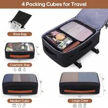 UKEIN Travel Backpack, 17Inch/ Laptop Backpack, Carry-On Approved Bag For Men & Women, Waterproof Luggage With Packing Cubes, Shoe Pocket, Personal Item Size For Flights - 黑色 - 查看 2