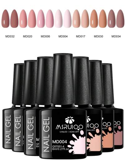 7pcs/Set 8ml Gel Nail Polish Kit, Long-Lasting & Durable, Lead-Free, HEMA & TPO-Free, Nude Pink Nail Soak-Off UV Gel Lacquer, DIY Nail Art Design Decor, Nail Painting Gel Manicure Set For Salon And Home Use