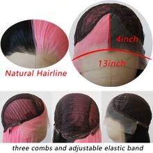 ZigZag Hair 13x4蕾丝前假发，半黑半金合成直长发假发，自然发际线，耐热合成纤维女士时尚假发 - 彩色 - 查看 8