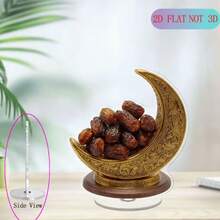 Decoração de Mesa Plana 2D, Elegante de Acrílico para Eid Al-Fitr - Lua Crescente Clássica com Padrões Intrincados e Ornamento Brilhante, Perfeito para Ramadã e Celebrações Islâmicas, Decoração Festiva para Casa e Cozinha, Decoração de Ramadã | Decoração de Padrão Intrincado | Estética Tradicional - Multicolorido - Visão 2
