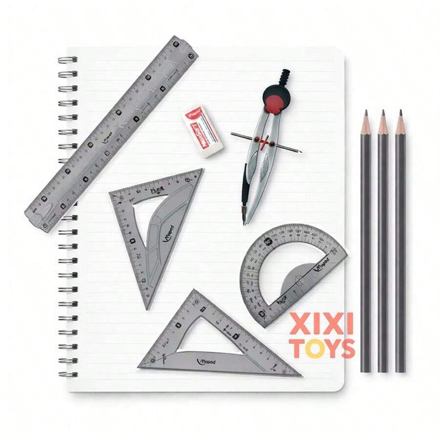 Juego Geometrico de 6 pcs Maped Inrompible + Compas - Transparente - Ver 1